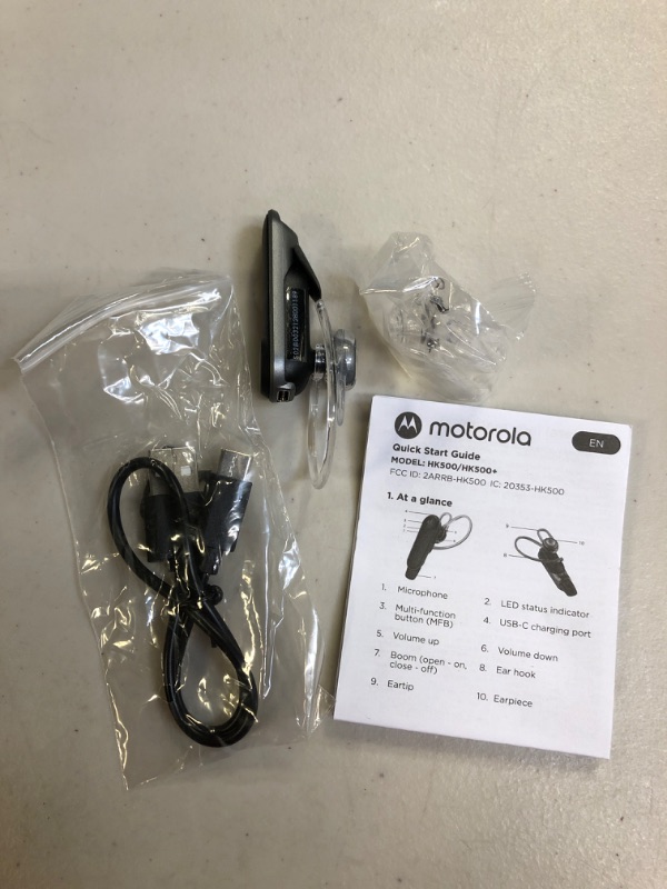Photo 2 of Motorola In-Ear Bluetooth Wireless Mono Headset HK500+ - Black


