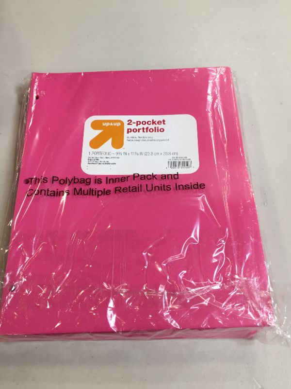 Photo 2 of 2 Pocket Plastic Folder Pink - up  up PACK OF 24