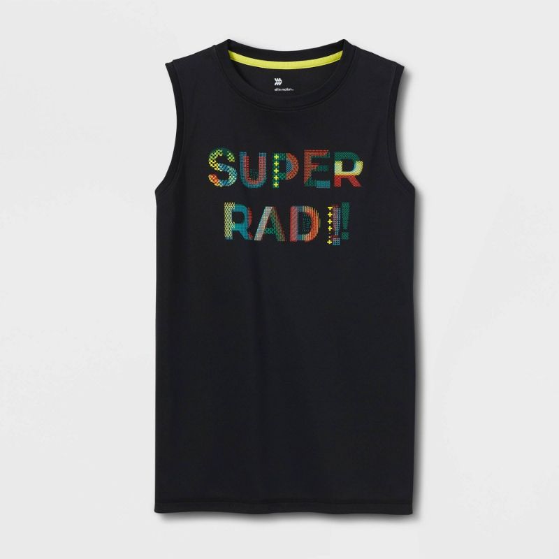 Photo 1 of Boys' Sleeveless 'Super Rad' Graphic T-Shirt - All in Otion™ SIZE L, 3 COUNT 
