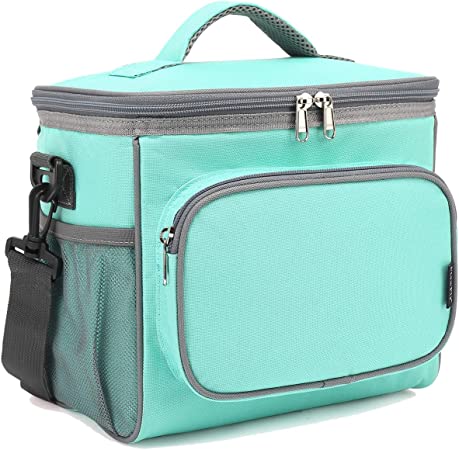 Photo 1 of  Insulated Reusable Lunch Bag Adult Large Lunch Box for Women and Men with Adjustable Shoulder Strap Front Zipper Pocket and Dual Large Mesh Side Pockets,