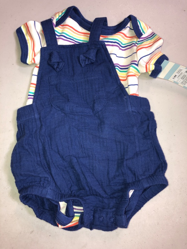 Photo 2 of Baby Boys' 2pc Gauze Navy Bubble Top & Bottom Set, SIZE 3-6M 