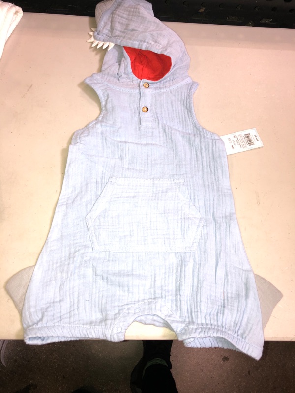 Photo 2 of Baby Boys' Gauze Elevated Shark Romper - Cat & Jack™ Periwinkle Blue, SIZE 18M 