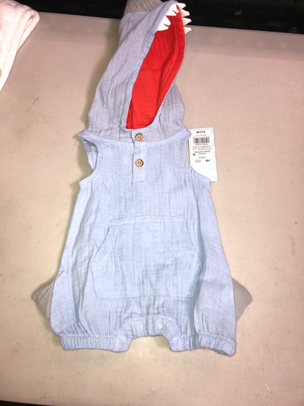 Photo 2 of Baby Boys' Gauze Elevated Shark Romper - Cat & Jack™ Periwinkle Blue, SIZE NB 