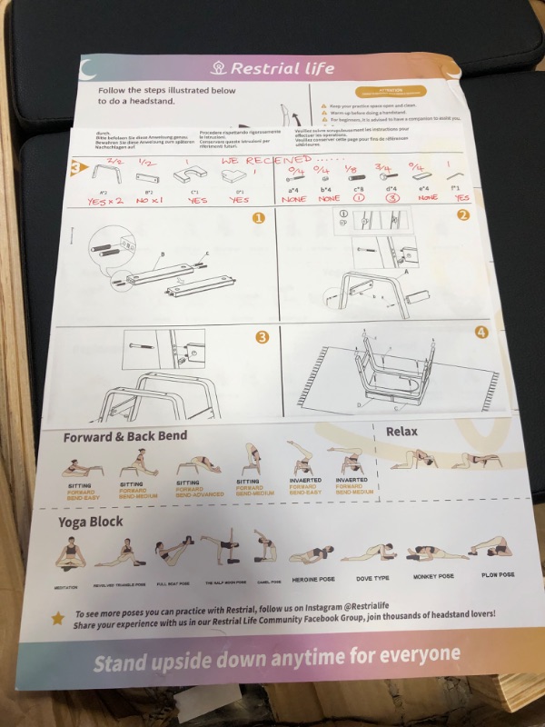 Photo 5 of ****MAJOR DAMAGE TO PACKAGING****Restrial Life Yoga Headstand Bench- Stand Yoga Chair for Family