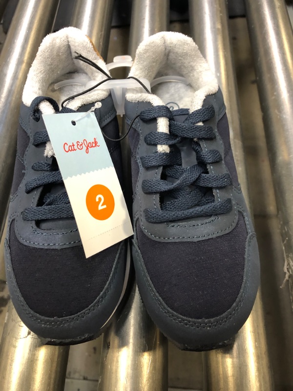 Photo 2 of  ***SIZE 2***Boys' Lace-Up Jax Sneakers - Cat & Jack Navy , Blue	