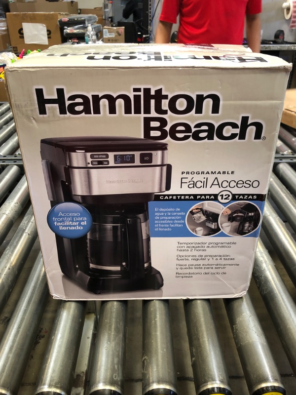 Photo 3 of Hamilton Beach Programmable Coffee Maker, 12 Cups, Front Access Easy Fill, Pause & Serve, 3 Brewing Options, Black