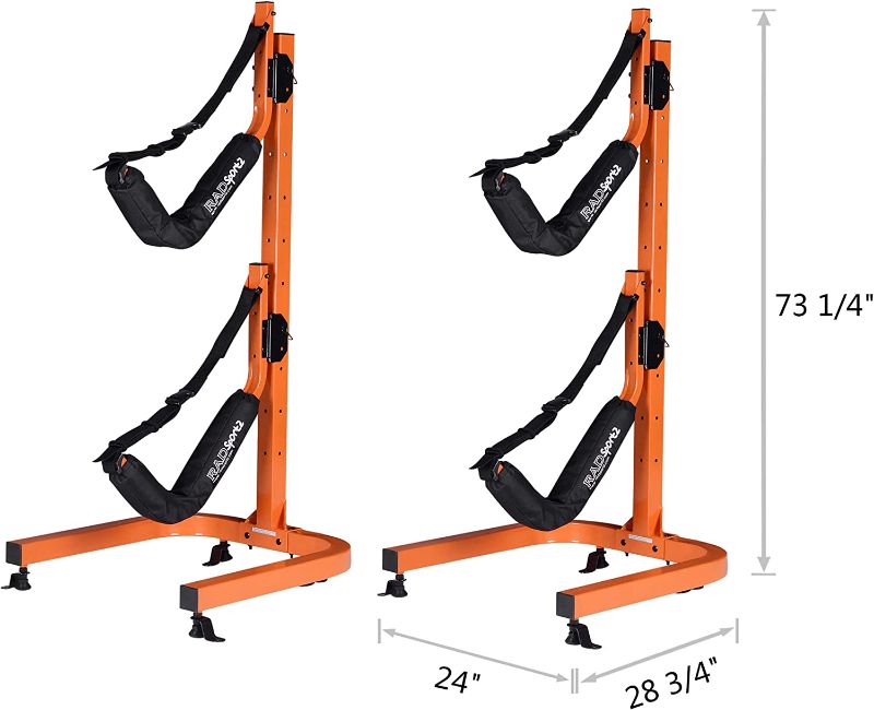Photo 1 of 
RAD Sportz Kayak Storage Rack – Two 73.25-in Freestanding Kayak Stands with Dual Arms and Adjustable Straps - Holds 2 Canoes, SUP, Paddleboards