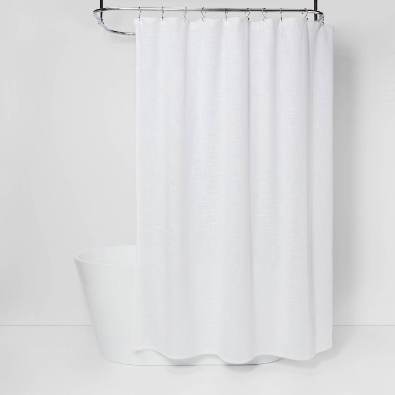 Photo 1 of Woven Shower Curtain White - Threshold™

