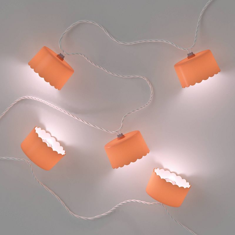 Photo 1 of 10ct Incandescent Mini Lights with Globes Cylinder Scalloped Hoods Peach Orange - Opalhouse™

