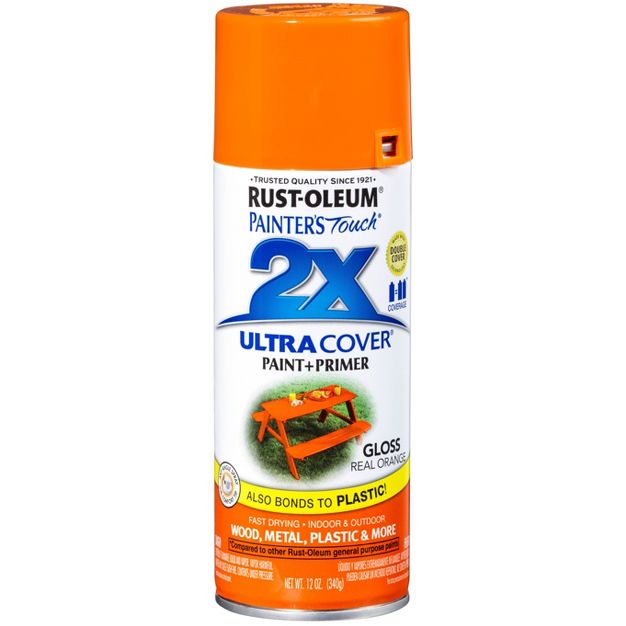 Photo 1 of 2 PACK Rust-Oleum Painter's Touch 2x Ultra Cover Gloss Real Orange Spray Paint 12 oz
