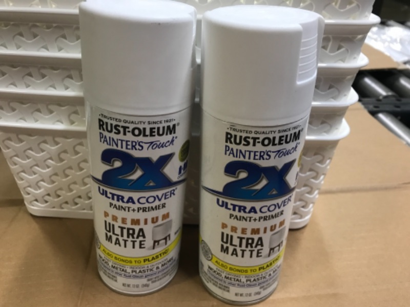 Photo 2 of 2B PACK Rust-Oleum 331181 Spray Paint Painter's Touch 2x Cover, 12 oz, Ultra Matte White