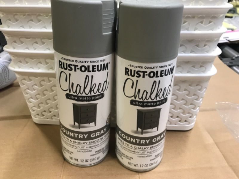 Photo 2 of 2 PACK Rust-Oleum 12oz Chalked Ultra Matte Spray Paint Country Gray
