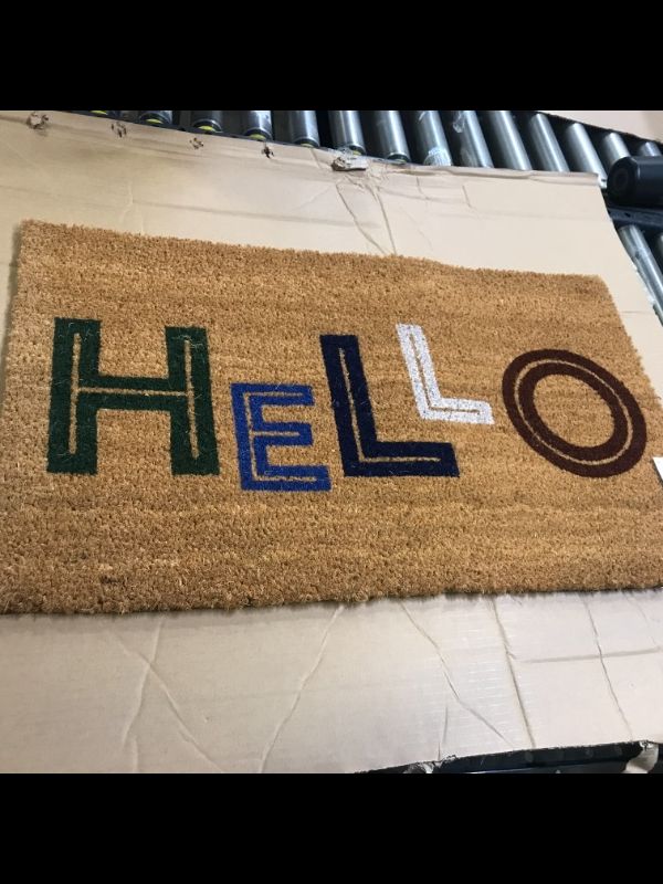 Photo 2 of  Hello Colorblocked Coir Doormat - Room Essentials---Dimensions (Overall): 30 Inches (L), 18 Inches (W)

