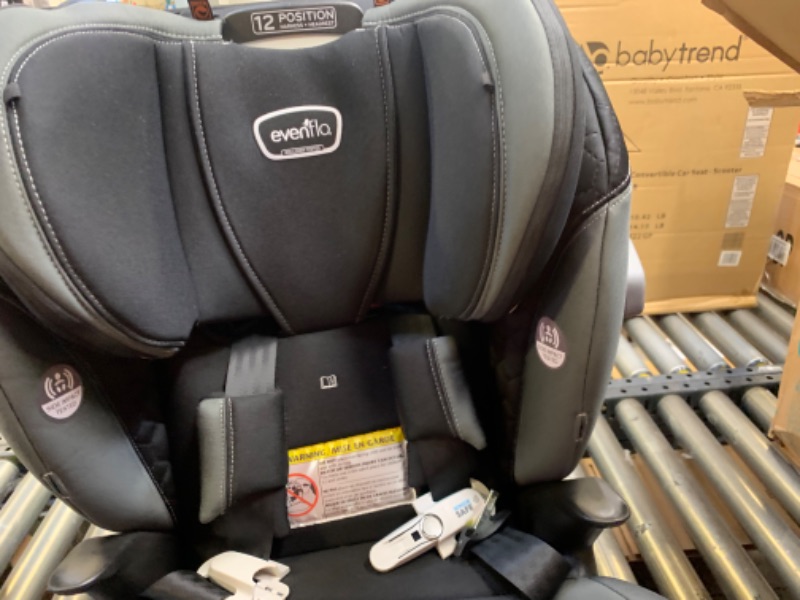 Photo 1 of Evenflo All4One DLX 4-In-1 Convertible Car Seat (Kingsley Black), Box Packaging Damaged, Moderate Use, Scratches and Scuffs on item


