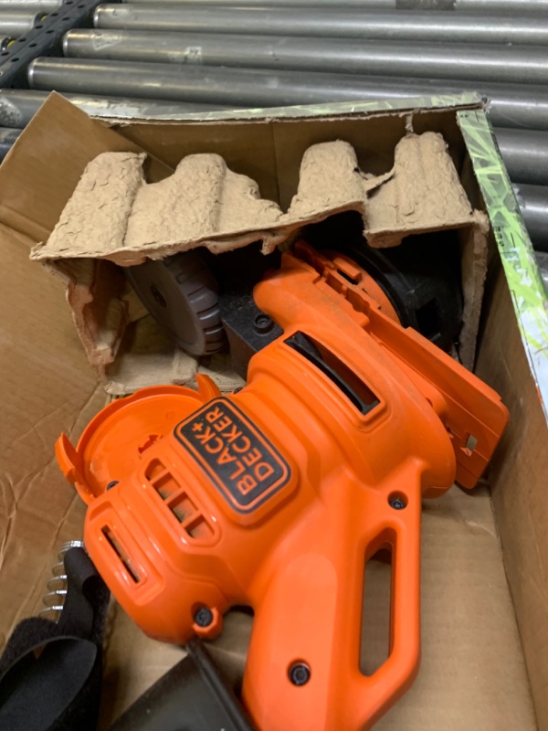 Photo 1 of BLACK+DECKER 6.5 Amps 14" String Trimmer/Edger, Box Packaging Damaged, Moderate Use, Scratches and Scuffs on item, Dirty From Previous Use, Could Not test