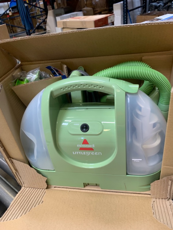 Photo 3 of Bissell Multi-Purpose Portable Carpet and Upholstery Cleaner, 1400B, Green, Box Packaging Damaged, Moderate Use, Scratches and Scuffs on item
