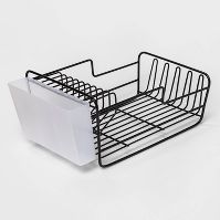 Photo 1 of 17" x 6.9" x 9.5" Space Saver Dish Rack with Utensil Tray Black - Threshold™

