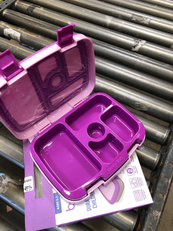 Photo 2 of Bentgo Kids Children’s Lunch Box - Leak-Proof, 5-Compartment Bento-Style Kids Lunch Box - Ideal Portion Sizes for Ages 3 to 7 - BPA-Free, Dishwasher Safe, Food-Safe Materials (Purple)