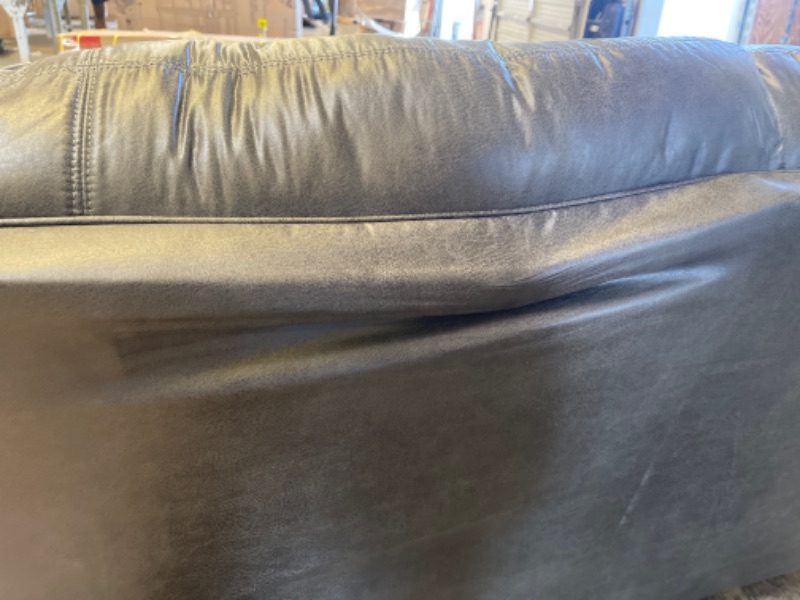 Photo 4 of Ashley Bladen Slate Loveseat, DAMAGE TO WOOD FRAME ON BACK SIDE