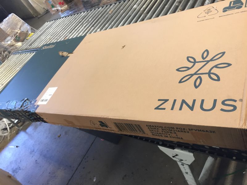 Photo 2 of ZINUS Shalini Upholstered Platform Bed Frame / Mattress Foundation / Wood Slat Support / No Box Spring Needed / Easy Assembly KING 