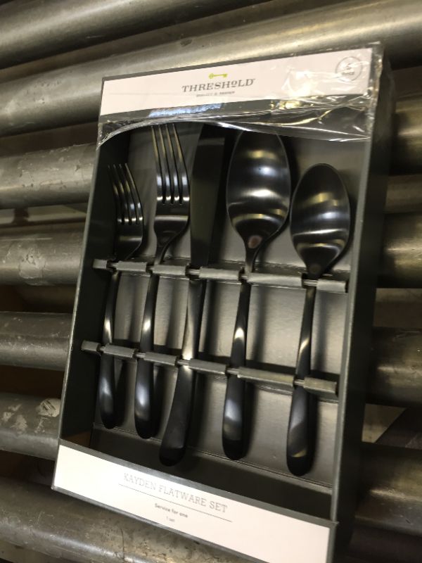 Photo 2 of 5pc Stainless Steel Kayden Silverware Set Matte Black - Threshold™