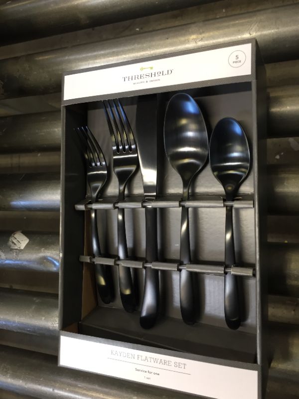 Photo 2 of 5pc Stainless Steel Kayden Silverware Set Matte Black - 