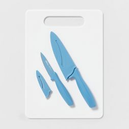 Photo 1 of 10"x14" Poly Cutting Board and 2pc Knife Set - Room Essentials™

