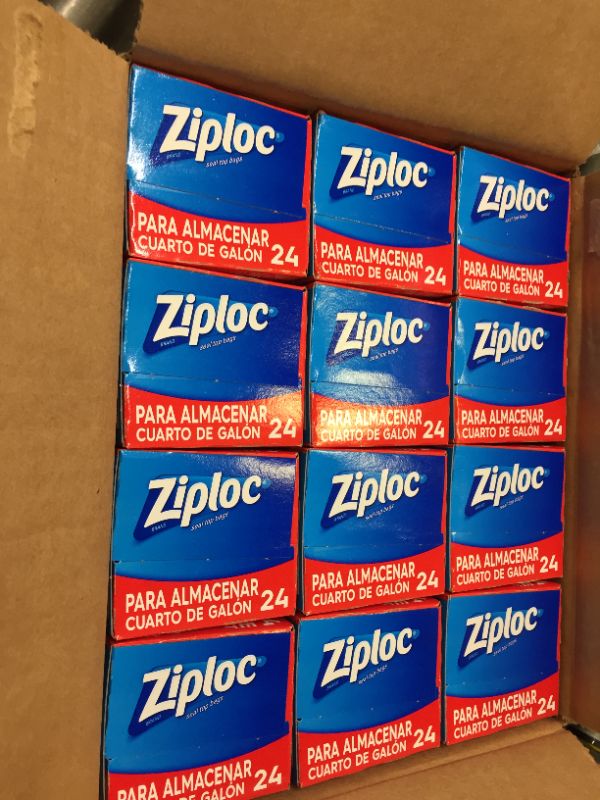 Photo 1 of Ziploc Storage Quart Bags 24 ea (Pack of 12)
