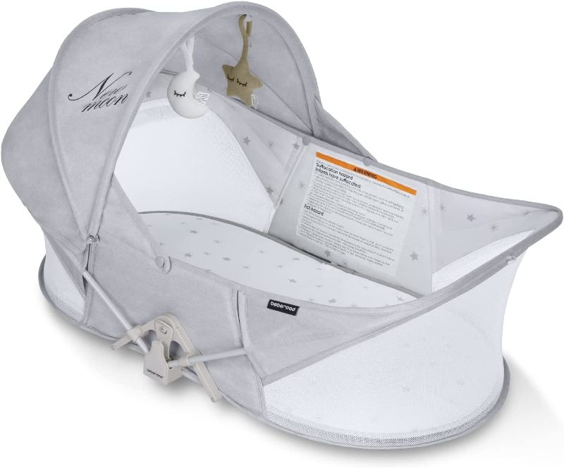 Photo 1 of Beberoad, Love Travel Bassinet Portable Baby Bed * RIP IN CARRYING CASE ONLY for Newborn Infants-Folding Bassinet in Bed Mini Crib with Mosquito Net and Canopy Lightweight Foldable Washable Light Grey
