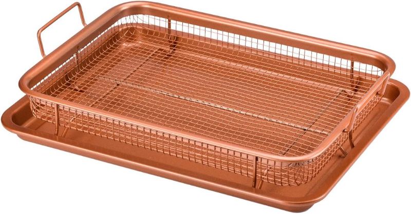 Photo 1 of .Copper Chef, 2-Piece Non-Stick Bakeware Set for Oven with Crisper Pan and Cookie Sheet, 13 x 9-Inch, N5O4RBL, Copper
