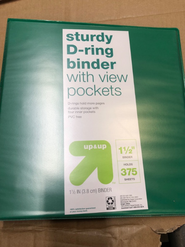 Photo 4 of 1.5" 3 Ring Binder Clear View Green - up&up--12pcs