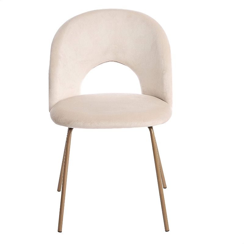 Photo 1 of 1 CangLong Velvet Seat Chair with Metal Legs for Kitchen Dining Room. Beige
