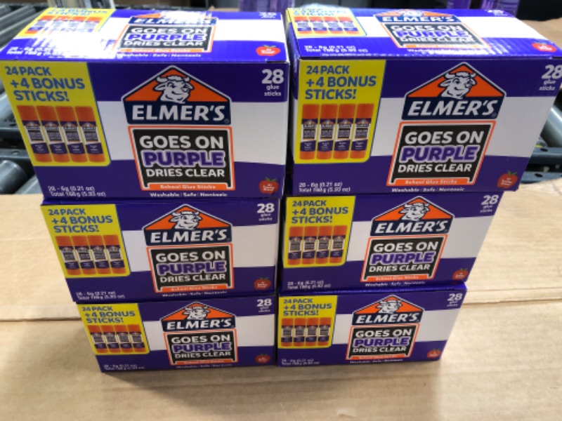 Photo 2 of 6 pack 28pcs each Box Elmers Washable School Glue Sticks - Disappearing Purple