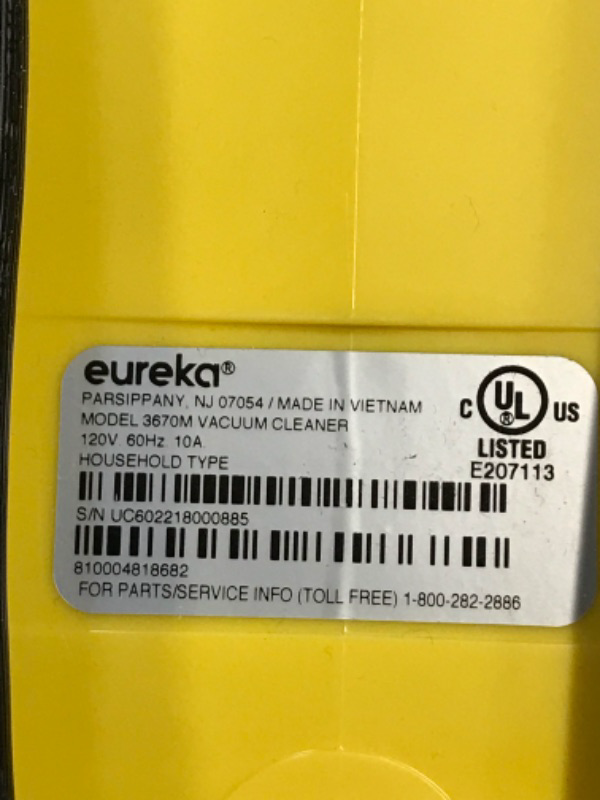 Photo 6 of Eureka 3670M Canister Cleaner, Lightweight Powerful Vacuum for Carpets and Hard floors, w/ 5bags,Yellow
