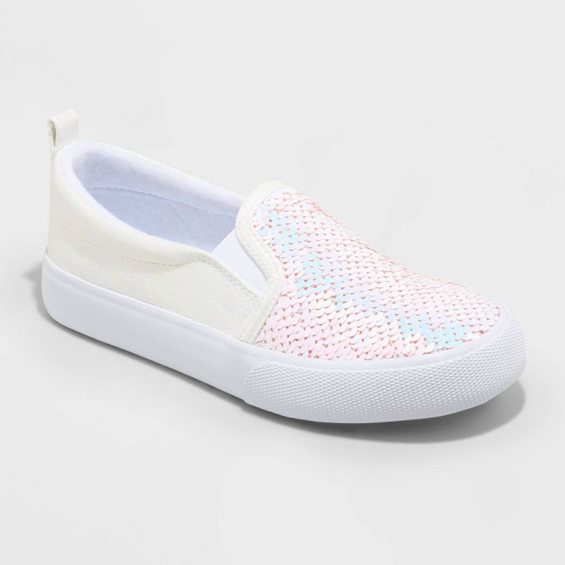 Photo 1 of Girls' Aliki Flip Sequin Slip-on Sneakers - Cat & Jack White 4