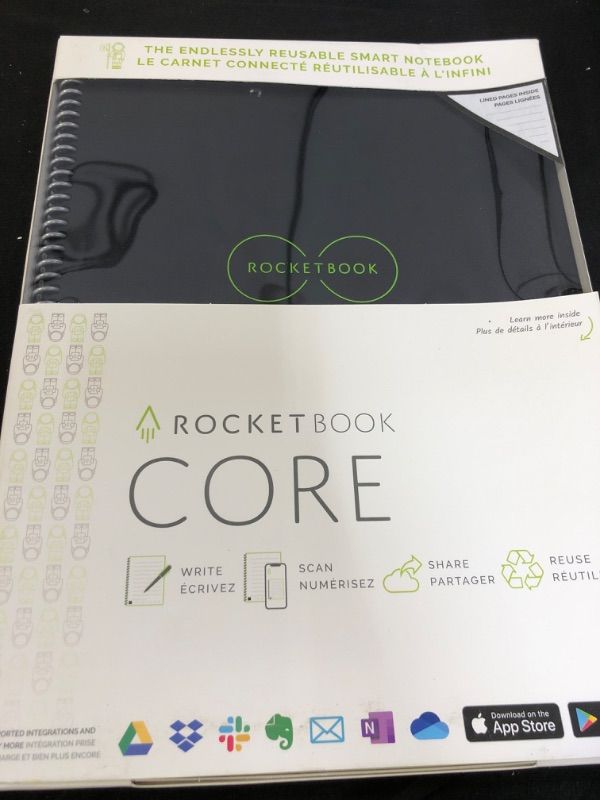 Photo 1 of Core Smart Spiral Reusable Notebook Lined 32 Pages 8.5"x11" Letter Size Eco-Friendly Notebook - Rocketbook