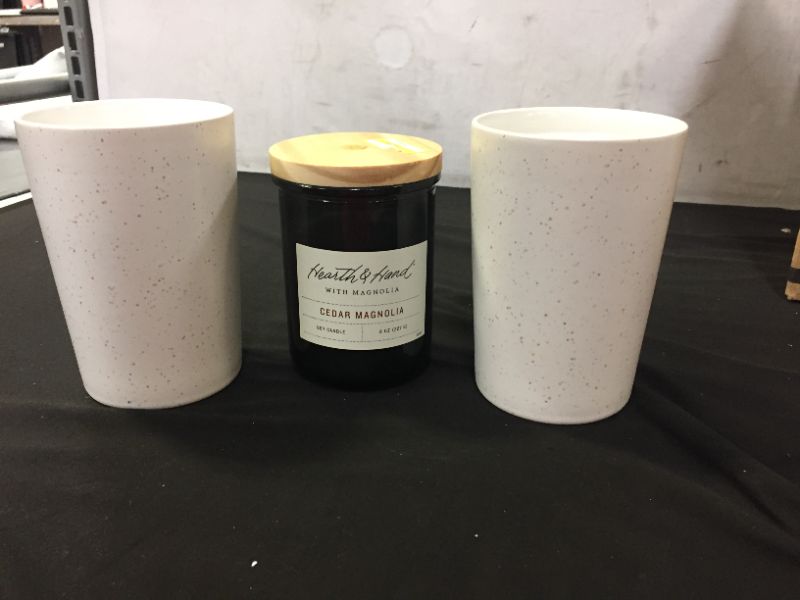 Photo 2 of 8oz Cedar Magnolia Lidded Jar Container Candle - Hearth  Hand with Magnolia