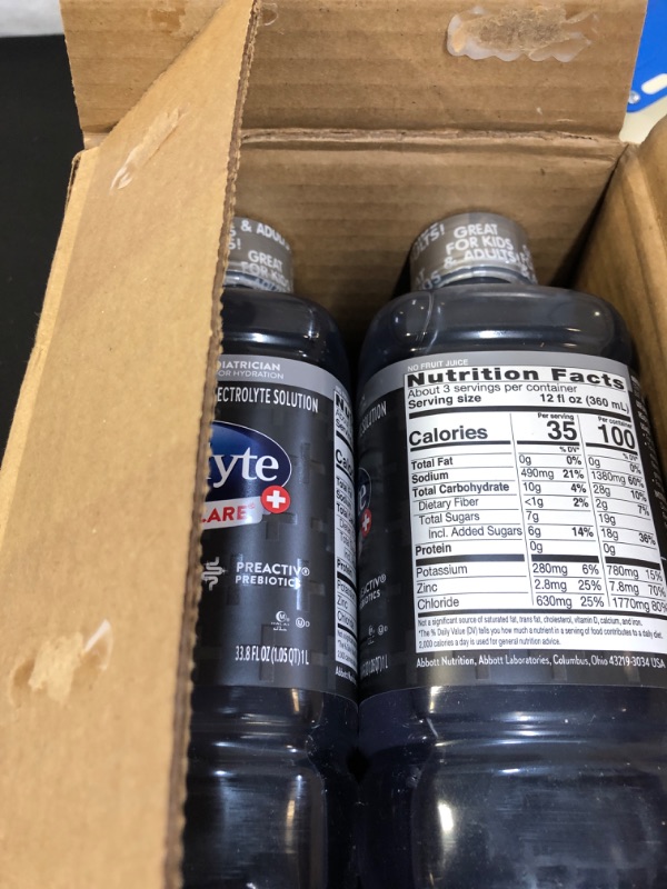 Photo 2 of Pedialyte AdvancedCare Pedialyte AdvancedCare Plus Electrolyte Drink with 33% More Electrolytes and Has PreActiv Prebiotics, Iced Grape, 1 Liter, 4 Count   EXP 8/2024