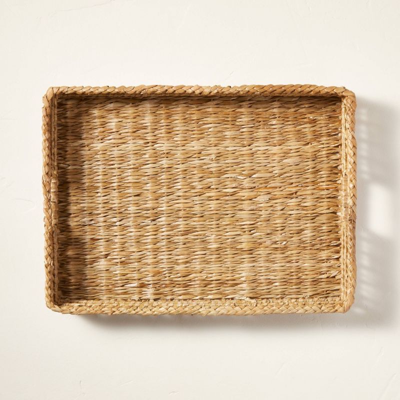 Photo 1 of 14" X 20" Natural Woven Tray with Handles Beige - Hearth & Hand™ with Magnolia