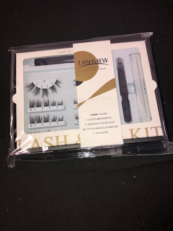 Photo 1 of Lashview DIY Eyelash Extension, Individual Cluster Lash Extension Kit,Home Use Natural Look 4 Pairs With Glue, Cotton Swab Glue Remover, Applicator DV10
