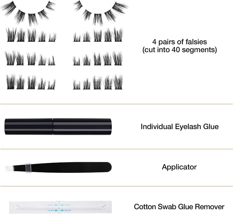 Photo 2 of Lashview DIY Eyelash Extension, Individual Cluster Lash Extension Kit,Home Use Natural Look 4 Pairs With Glue, Cotton Swab Glue Remover, Applicator DV10