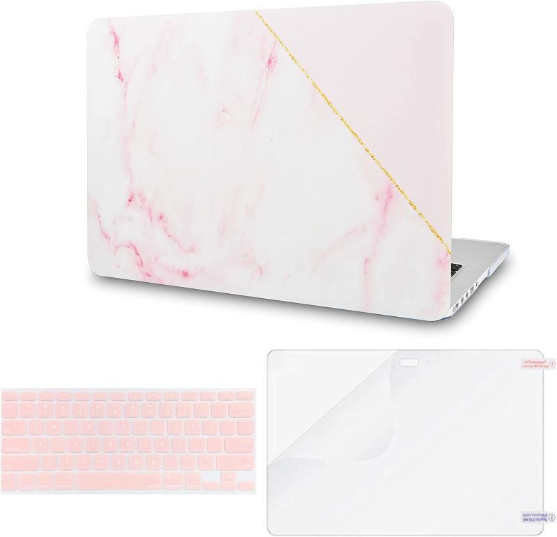 Photo 1 of KECC Compatible with MacBook Pro 13 inch Case 2016-2022 Release M2 A2338 M1 A2289 A2251 Touch Bar Plastic Hard Shell + Keyboard Cover + Screen Protector (Pink Marble with Gold Stripe)