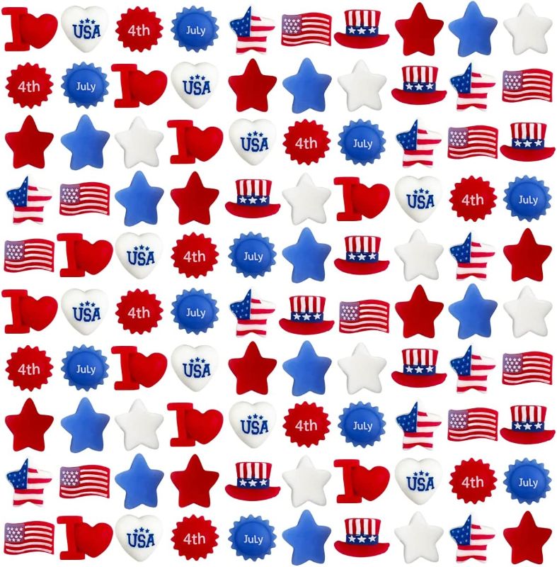 Photo 1 of Anditoy 100 PCS 4th of July Mochi Squishy Toys Stress Relief Squishies for Kids Boys Girls Toddlers Fourth of July Party Supplies Favors Decorations Decor Accessories Gifts