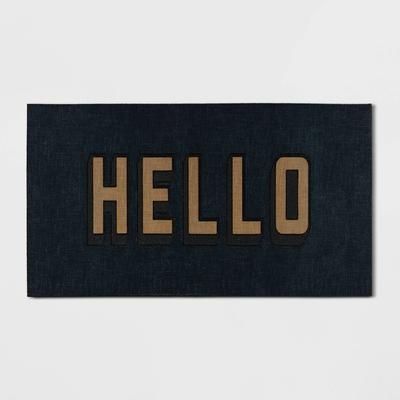 Photo 1 of 1'7.5x3'11 'Hello' Doormat Black/Tan - Threshold
(major damage to back )