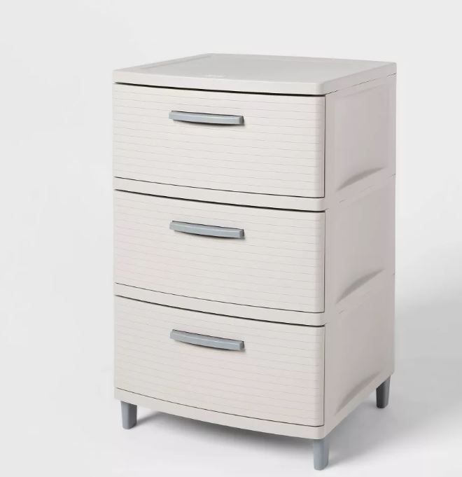 Photo 1 of 3 Drawer Storage Cabinet Gray - Brightroom™ (minor damage to back corner) (missing legs)