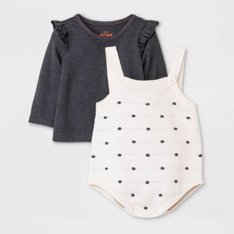 Photo 1 of Baby Girls' Sweater Top & Bottom Set - Cat & Jack™ Charcoal Gray  3-6 MONTHS