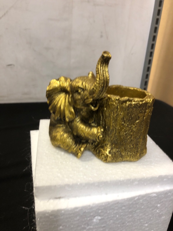 Photo 2 of Hodao Elephant Decoration for Home, Desk Organizer, Gold Elephant Decoration, Pen Holder