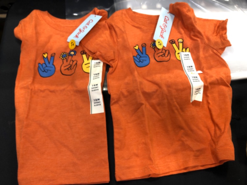 Photo 2 of 2 pack Toddler Boys' Peace Sign Graphic Short Sleeve T-Shirt - Cat & Jack Orange 18M
