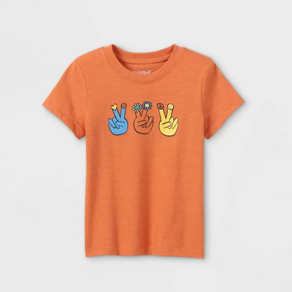 Photo 1 of 2 pack Toddler Boys' Peace Sign Graphic Short Sleeve T-Shirt - Cat & Jack Orange 18M
