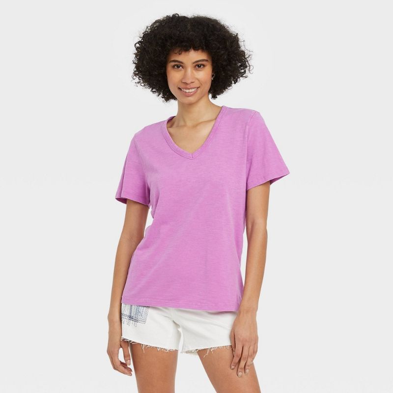 Photo 1 of 2 PK Women's Short Sleeve Relaxed Fit V-Neck T-Shirt - Universal Thread™- SIZE XXL
